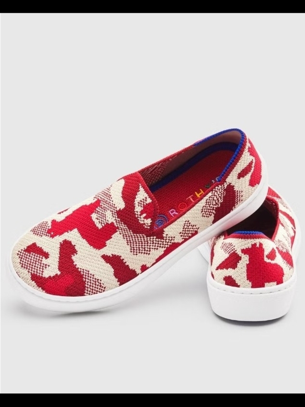 Rothy's Kids Red Llama Camo Sneakers